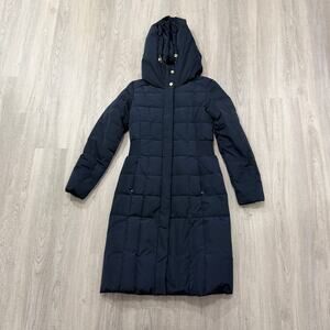 Cole Haan Taffeta Down Coat Women's Extra Small XS Blue Full Zip Puffer Winter